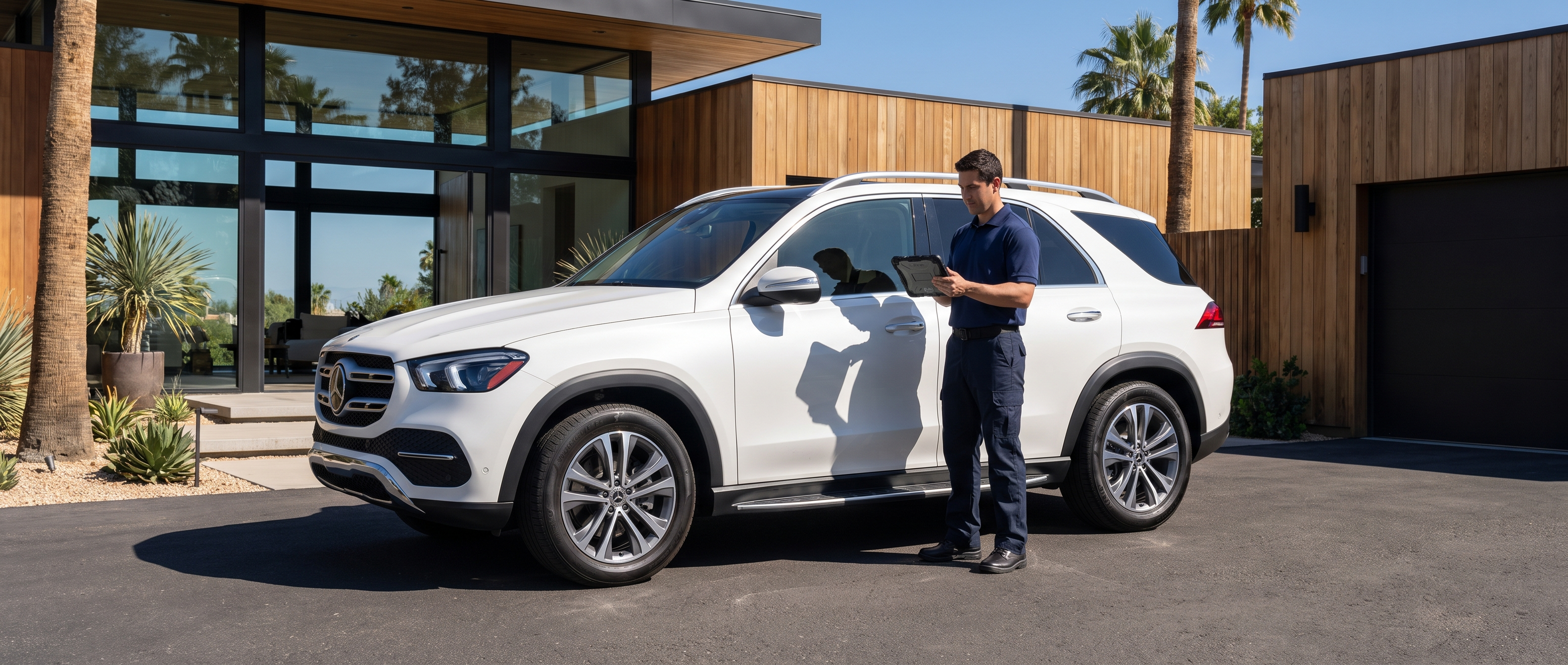 2026 Mercedes-Benz GLE at a service center in Duluth, GA for summer preventive maintenance